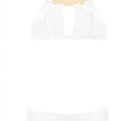 Gold Plated Detailed Halter White Bikini – Lisa – Carnet de Mode – Odzież Damska – Stroje kąpielowe – Bikini,