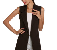 Black Lapel Pocket Plain Waistcoat – Choies – Odzież Damska – Kurtki i płaszcze – Płaszcze,