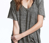 Gray V-neck Short Sleeve Basic T-shirt – Choies – Odzież Damska – Topy i Koszule – Koszule z długim rękawem, Odzież Damska – Topy i Koszule – T-Shirty,