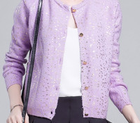 Light Purple Sequin Detail Button Up Long Sleeve Caidigan – Choies –