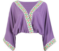 Purple V-neck Folk Embroidery Trims Drape Blouse – Choies – Odzież Damska – Bluzki i tuniki – ,