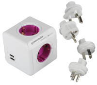 Allocacoc EU PowerCube Travel Adapter – DE Original USB Travel Socket, 4 Outlets, 4 Adapters for US, EU, UK, AU – Chinavasion Wholesale Electronics & Gadgets – Komputery & Sieci – Kontrolery Adaptery – ,