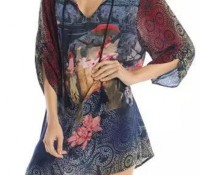 Vintage Baroque Print Lace-up Front Side Slit Chiffon Dress – OASAP – Odzież Damska – Suknie – ,