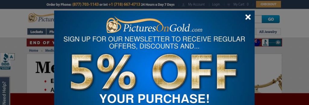 Medical jewelry 5% off at PicturesOnGold.com